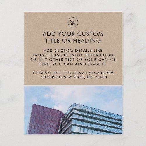 Earthy Kraft Style Custom Business Logo  Photo Flyer