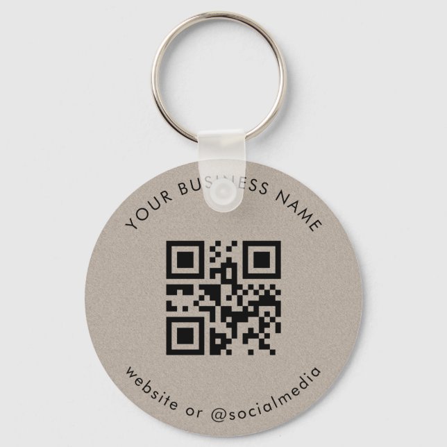 Earthy Kraft Your Custom Business Qr Code Scan Keychain (Front)