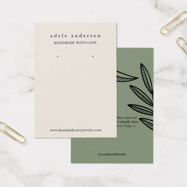 Earthy Leaf Jewelry Earring Display Card (Office)