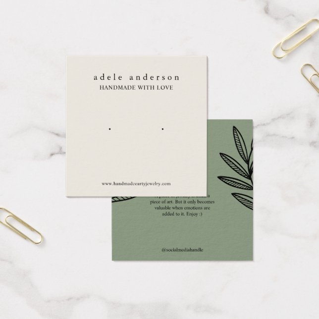 Earthy Leaf Jewelry Stud Earring Display Card (Office)
