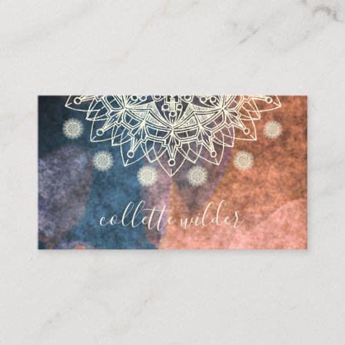 Earthy Lotus Flower Mandala Yoga Business Card