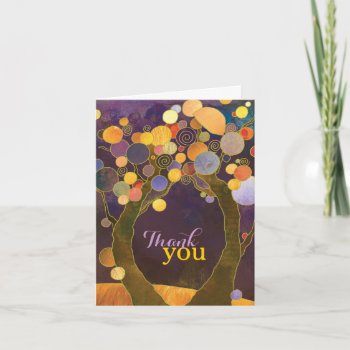 Earthy Love Trees Purple Wedding Thank You Card by BridalHeaven at Zazzle
