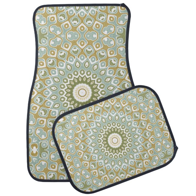 Earthy Mandala in Green, Gold, and Soft Blue Car Floor Mat (Set)