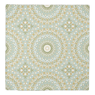 Earthy Mandala in Green, Gold, and Soft Blue Duvet Cover