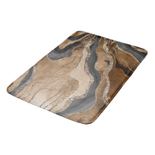 Earthy Marble Agate Gold Glitter Glam #1 Bath Mat
