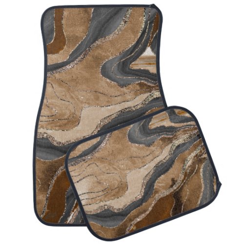 Earthy Marble Agate Gold Glitter Glam 1  Car Floor Mat