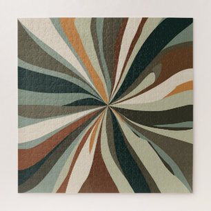 Earthy Mid-Century Harmony Retro Geometric Jigsa Jigsaw Puzzle