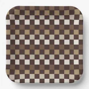 Earthy minerals checkerboard pattern paper plates