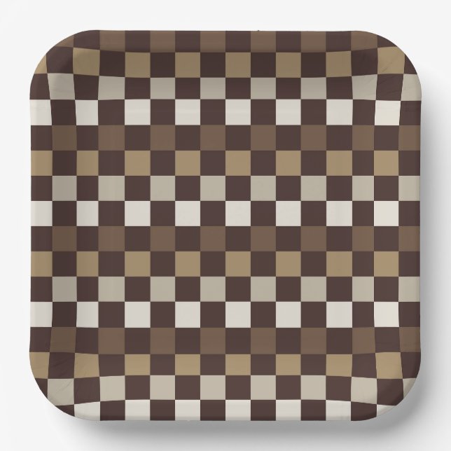Earthy minerals checkerboard pattern paper plates (Front)
