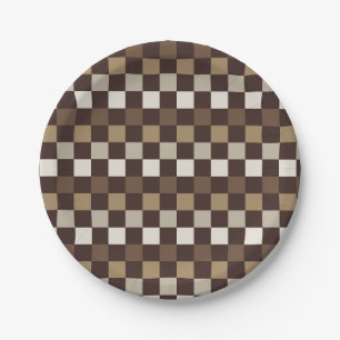 Earthy minerals checkerboard pattern paper plates