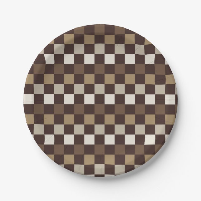 Earthy minerals checkerboard pattern paper plates (Front)