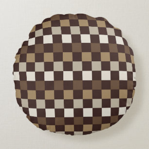 Earthy minerals checkerboard pattern round pillow