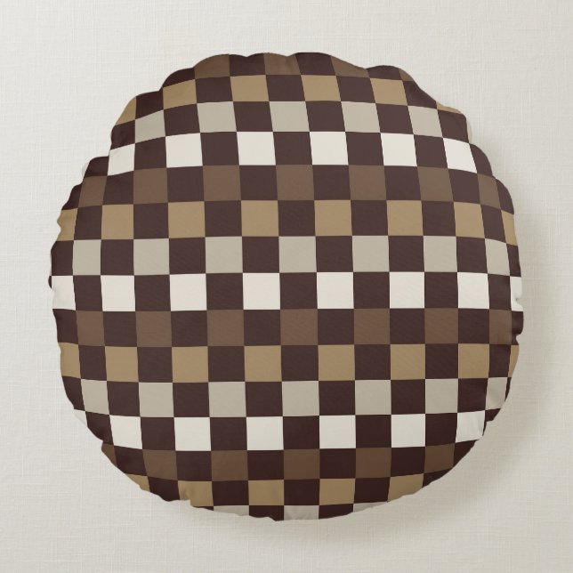 Earthy minerals checkerboard pattern round pillow (Front)