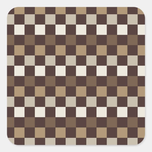 Earthy minerals checkerboard pattern square sticker (Front)