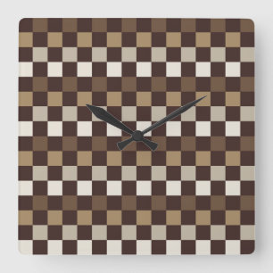 Earthy minerals checkerboard pattern square wall clock