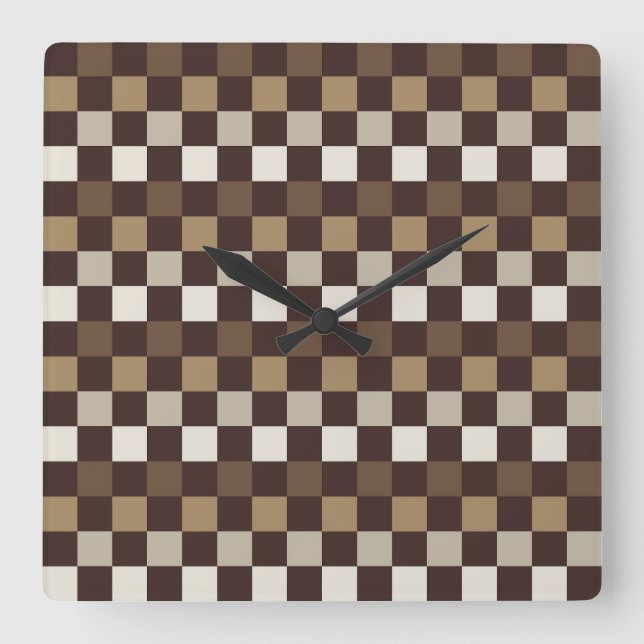 Earthy minerals checkerboard pattern square wall clock (Front)