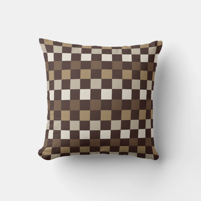 Earthy minerals checkerboard pattern throw pillow (Front)