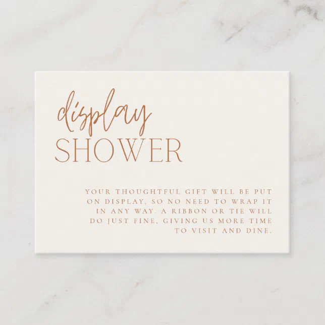 Earthy Minimal Bridal Shower Display Shower Enclosure Card | Zazzle