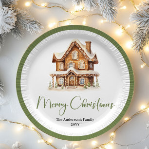 Earthy Minimal Christmas Custom Family Dinner  Paper Plates