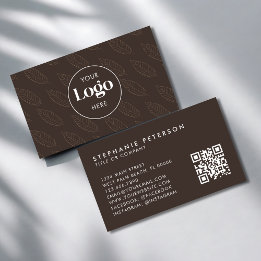 Earthy Minimalist Botanical Custom Logo QR Code Business Card