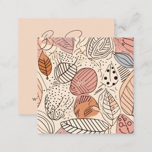 Earthy Modern Abstract Boho Peacht Cream Shapes Square Business Card