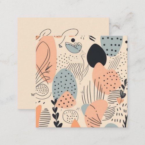 Earthy Modern Abstract Boho Peachy Cream Shapes Square Business Card