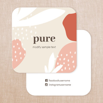 Earthy Modern Abstract Painted Art Shapes Square Business Card by sm_business_cards at Zazzle