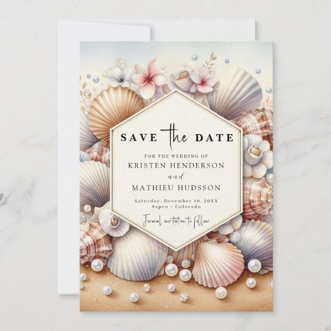 Earthy Modern Beach Wedding Save The Date (Front)
