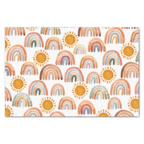 Earthy Modern Boho Rainbow and Sun  Tissue Paper