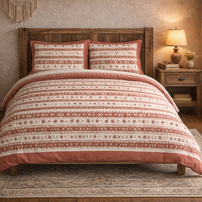 Earthy Modern Terracotta Cream Pattern Duvet Cover (Creator Uploaded)
