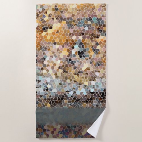 Earthy Mosaic Tile Fade Stripe Beach Towel