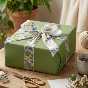 Earthy Moss Green Elegant Solid Color Wrapping Paper