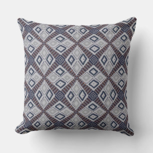 Earthy Mud Cloth Style Gray Throw Pillow