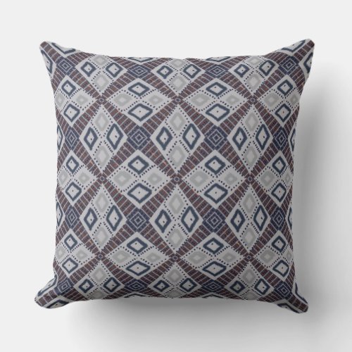 Earthy Mud Cloth Style Gray Throw Pillow