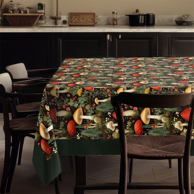 Earthy Mushroom Tablecloth Vintage Woodland Feel (Earthy Mushroom Tablecloth Vintage Woodland Feel)