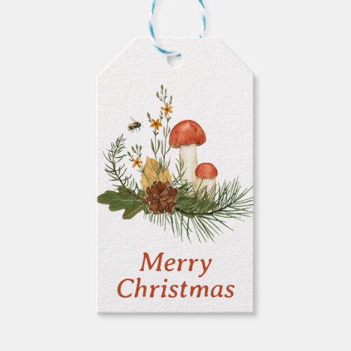 Earthy Mushrooms Flowers Pine Tree Leaves Pinecone Gift Tags