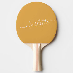 Earthy Mustard Yellow Script Name Personalized  Ping Pong Paddle