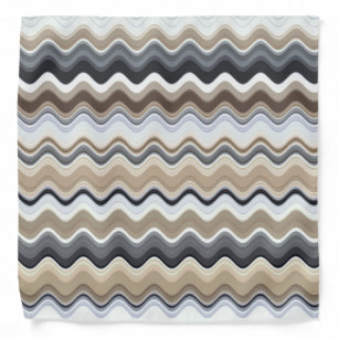 Earthy Muted Subdued Multicolored Wavy Striped Bandana