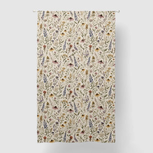 Earthy Natural Prairie Wildflowers Blackout Curtains