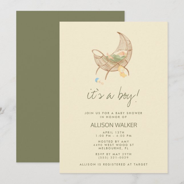 Earthy Neutral Baby Shower Invitation (Front/Back)