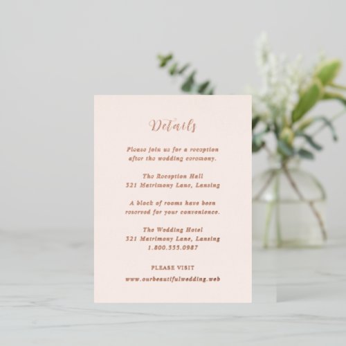 Earthy Neutral Modern Wedding Foil Enclosure Card