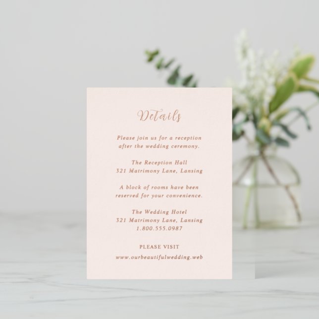 Earthy Neutral Modern Wedding Foil Enclosure Card (Standing Front)