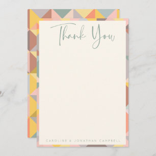 Earthy Neutral Rustic Geometric Stylish Wedding Thank You Card