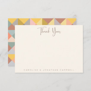 Earthy Neutrals Rustic Geometric Personalized Thank You Card