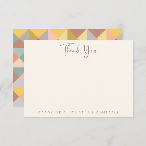 Earthy Neutrals Rustic Geometric Personalized Thank You Card