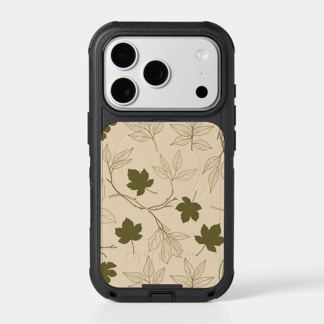Earthy Olive Botanical Leaves Seamless Phone Case (Back)