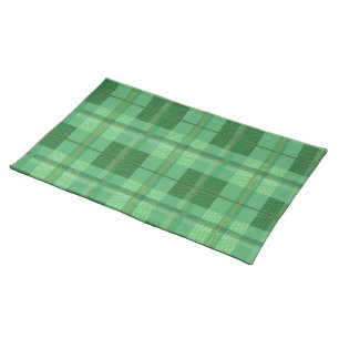 Earthy Olive Gold Plaid Aesthetic Cloth Placemat