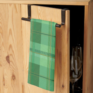 Earthy Olive Gold Plaid Aesthetic Kitchen Towel