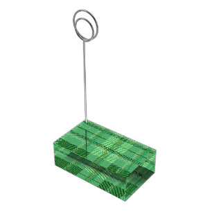 Earthy Olive Gold Plaid Aesthetic Place Card Holder