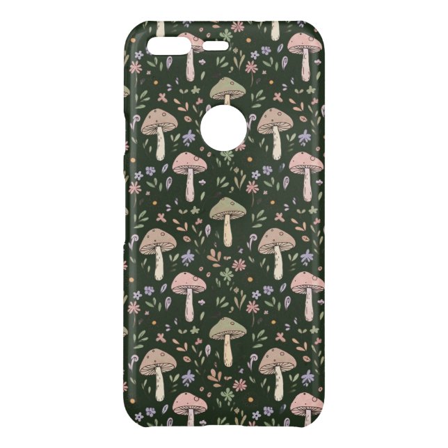 Earthy Olive Green Fungi Seamless Pattern Uncommon Google Pixel Case (Back)